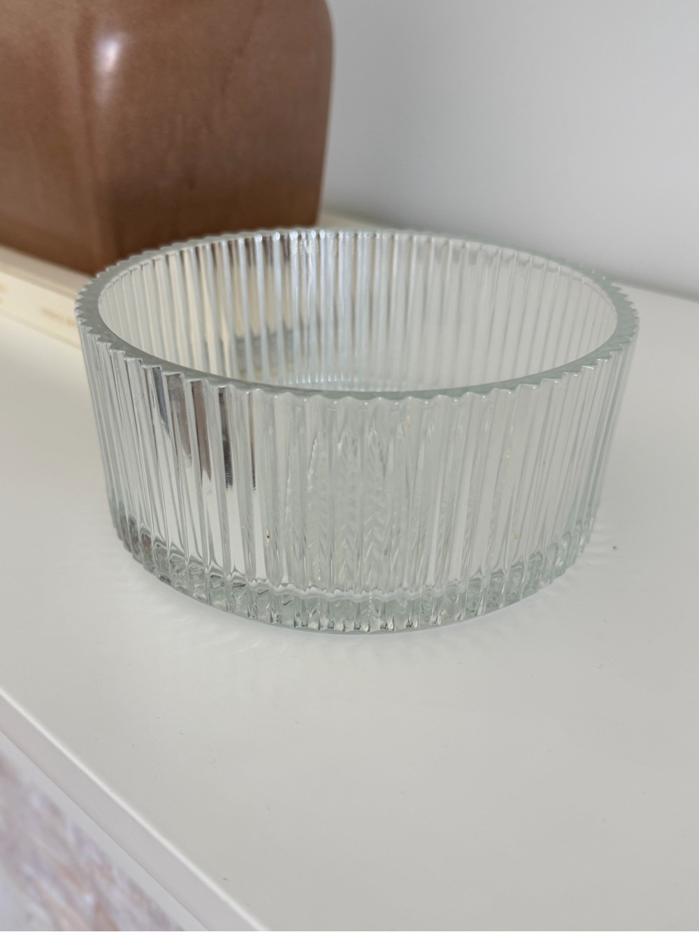 Ribbed Clear Glass Decorative Bowl